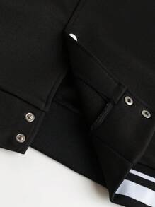 ROMWE MEN Anime Nam Đồ họa chữ & hình trong tiếng Nhật Sọc trang trí Áo khoác Đại học - màu đen - Xem 6