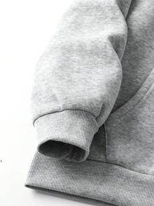 SHEIN EZwear Bóng chày Mũ sắt của lính In Đồ họa Hoodie - Màu Xám nhạt - Xem 4