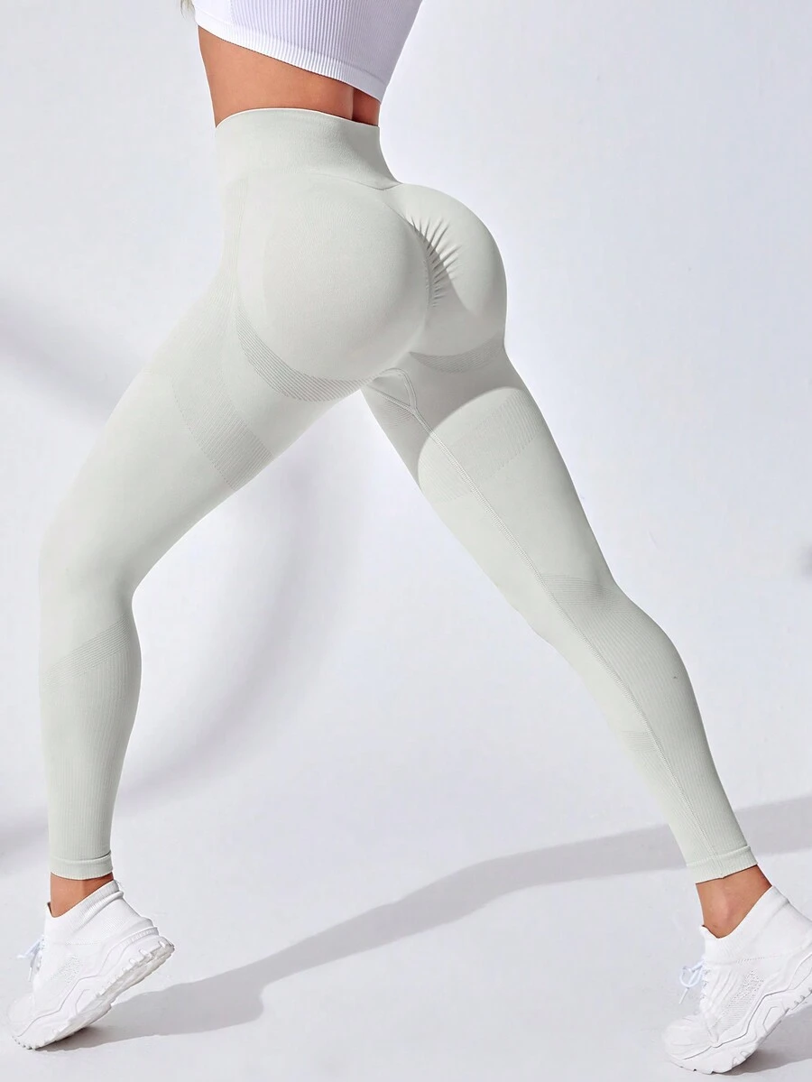 Yoga Basic Của phụ nữ Đàn hồi Gầy Quần Xà cạp thể thao Xà cạp tập luyện - Xám - Xem 1
