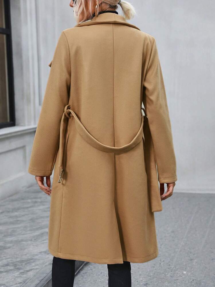 Waterfall Collar Belted Overcoat