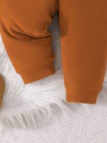 Baby Boys' High Neck Long Sleeve Knit Leisure Suit For Spring And Autumn - Brown - View 5