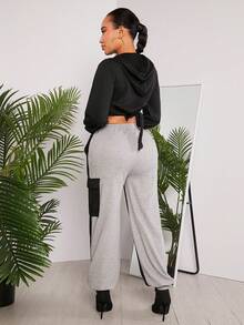 SHEIN SXY Của phụ nữ Hem tương phản Quần thể thao bảo Cargo - Nhiều màu - Xem 2