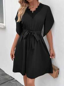 EMERY ROSE Của phụ nữ Vá lại Ren Váy có thắt lưng - màu đen - Xem 1