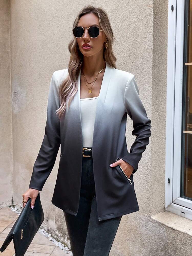 Women's Ombre Open Front Sleeveless Outerwear