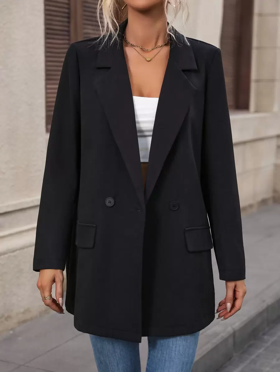 SHEIN LUNE Giacca da tailleur con revers a punta in tessuto autunnale per donna