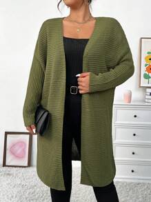 Celure Áo khoác cardigan thả vai cỡ lớn - màu xanh lá - Xem 4