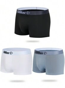 Men's Plain Knitted Fabric Trunks With Medium Stretch Basics Underwear - Multicolor - View 6