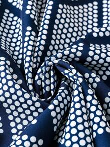 SHEIN 大尺碼全印花氣球袖上衣 - 藏蓝色 - 查看 5