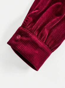 SHEIN Maternity 2pcs/set Solid Color Shirt And Slim Fit Pants - Burgundy - View 7