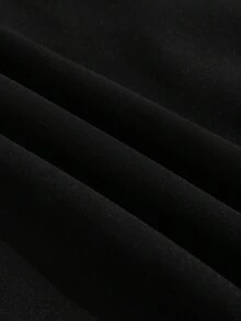 SHEIN EZwear Letter & Palm Tree Printed Hooded Fleece Sweatshirt - Black - View 3