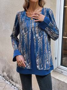 EMERY ROSE 女士圖案印花圓領寬鬆休閒襯衫 - 彩色 - 查看 5