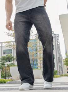 Manfinity Hypemode 男裝牛仔褲 - 黑色 - 查看 1