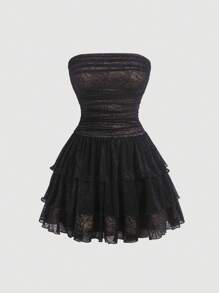 SHEIN MOD 女性無袖多層多層洋裝(白色襯衫不包含)