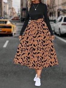 SHEIN LUNE Của phụ nữ Hoa In Vá lại Váy có thắt lưng - Màu vàng - Xem 6
