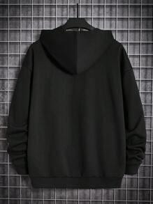 GENTILAND 男士超大尺碼聖誕印花連帽衫 - 黑色 - 查看 2
