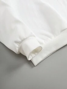 SHEIN EZwear 女款大輪廓字母印花落肩套頭衫 - 白色 - 查看 5