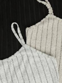 Chiquease Solid Color Ribbed Cami Top  (3pcs) - Multicolor - View 5