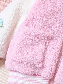 女嬰毛絨卡通設計夾克外套 - 粉色 - 查看 7