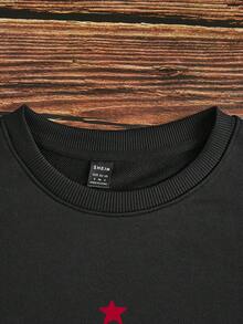 SHEIN Qutie In Giáng sinh Thả vai Áo nỉ - màu đen - Xem 5