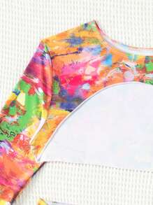 SHEIN Swim Women's Printed Keyhole Neckline Bikini Set Summer Beach - Multicolor - View 3