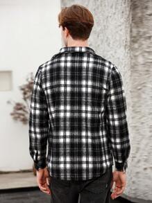 Manfinity Homme Chaqueta A Cuadros En Blanco Y Negro Para Hombre - Blanco y Negro - Ver 2