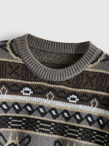 ROMWE Fairycore Áo len oversize họa tiết hình học - Nhiều màu - Xem 3