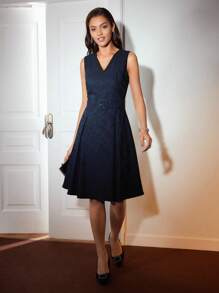 MOTF Classy Thắt lưng Dệt hoa Đầm - Màu xanh lam - Xem 5