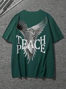 Manfinity Men's Pigeon & Letter Printed T-shirt - Green - View 3