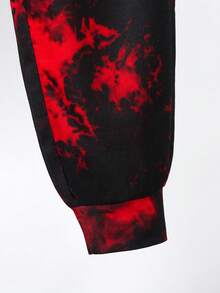 2 Cái/bộ Bé Trai Đơn Giản Và Thời Trang Họa Tiết Quỷ Màu Sắc Tương Phản Có Mũ Trùm Đầu Dài Tay Áo Và Quần Trang Phục, Xuân Thu - Đỏ - Xem 6