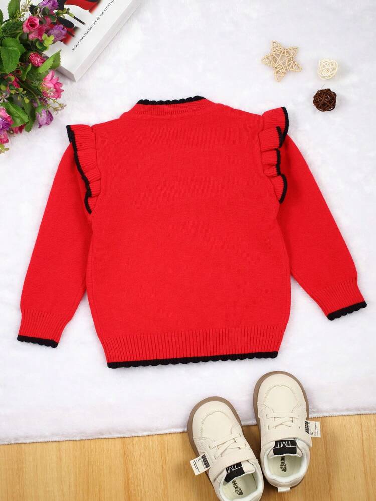 Baby Girls' Colorblock Border Ruffle Hem Cardigan