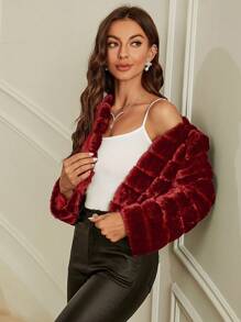 SHEIN Clasi Chaqueta Roja Corta De Moda Para Mujer - Burdeos - Ver 6