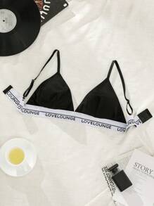 SHEIN Sujetador deportivo de talla grande sin alambre para mujer - Negro - Ver 1