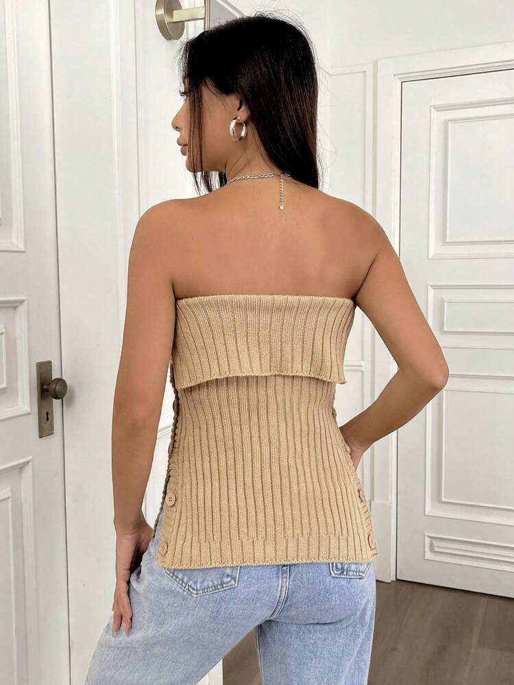 Casual Strapless Knit Top