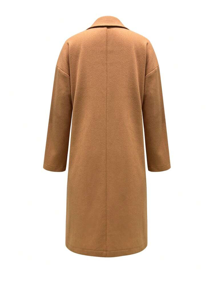 Lapel Neck Drop Shoulder Overcoat Fall Cloth For Women