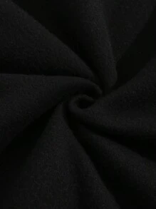 SHEIN EZwear Letter & Palm Tree Printed Hooded Fleece Sweatshirt - Black - View 4