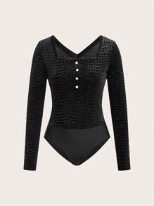 SHEINNeu Body de cuello cuadrado con diseño de botón