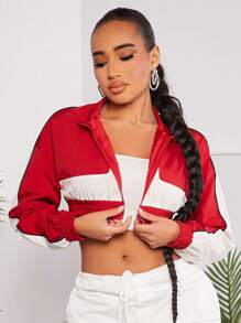 SHEIN SXY 顏色塊ins風格檢查圖案短款休閒女外套 - 彩色 - 查看 1