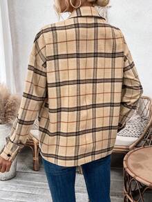 SHEIN LUNE 女式格紋落肩襯衫