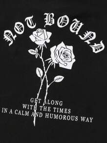SHEIN Young Boy Rose Pattern T-Shirt - Black - View 3