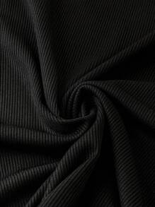 SHEIN Áo ba lỗ cổ tròn cỡ lớn cho mùa hè - màu đen - Xem 6