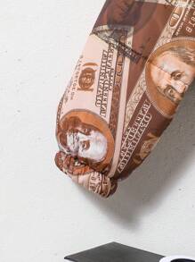 SHEIN Teen Girl Dollar Print Drop Shoulder Padded Coat - Multicolor - View 4