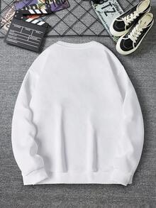 Nam Hoạt hình In Cô gái Thả vai Áo nỉ - trắng - Xem 2