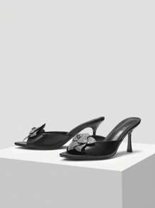 MOTF PREMIUM Đúng mốt Và Tuyệt đẹp Pha lê Hoa Trang trí Quý cô Giày cao gót Dép xăng đan - màu đen - Xem 6