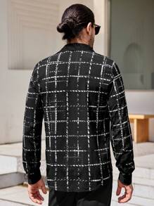 Manfinity VCAY Chemise À Carreaux Décontractée Tricotée Pour Hommes - Noir - Voir 2