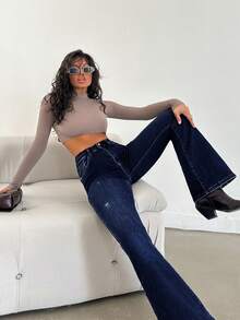 RueChic Modische Und Vielseitige Micro Flared-jeans Für Damen