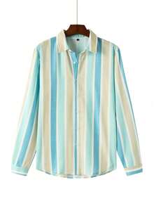 NITAGUT Men's Casual Striped Shirt - Multicolor - View 4