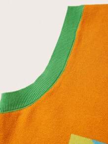 SHEINNeu Letter Pattern Sweater Dress Without Blouse - Multicolor - View 3