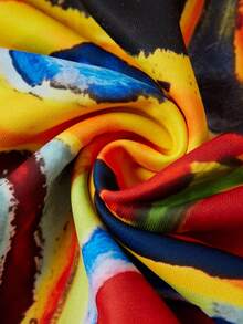 SHEINNeu 滿版印花落肩袖運動衫 - 橘色 - 查看 3