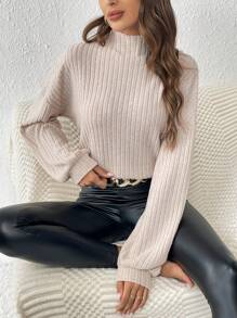 SHEIN Frenchy 女高領落肩純色t卹