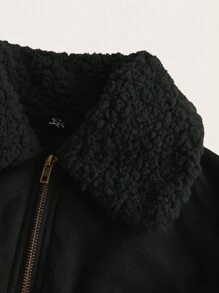 SHEIN EZwear 女性毛皮修飾皮夾克